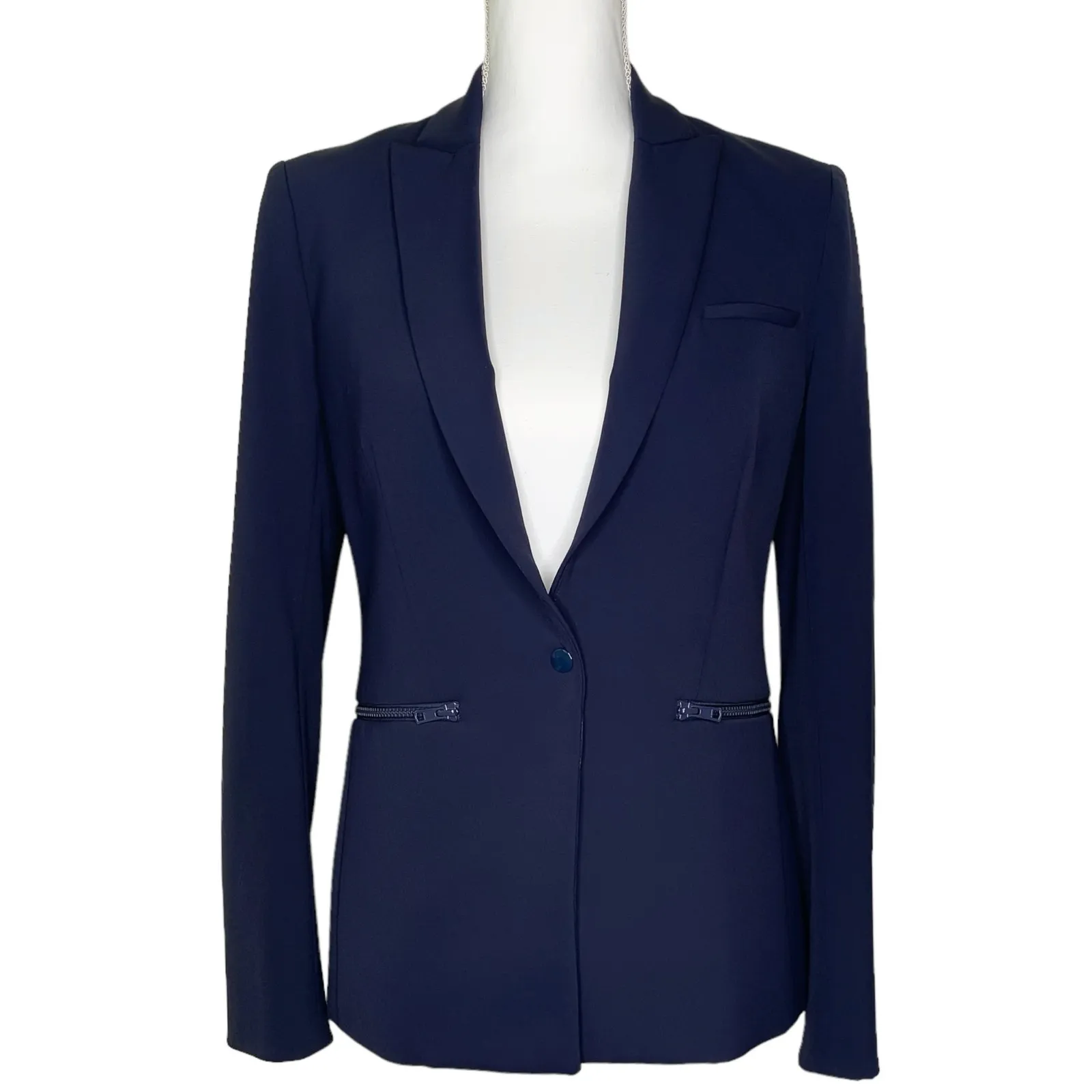 Veronica Beard Navy Blue Scuba Dickey Jacket Blazer Size 2 - Image 2