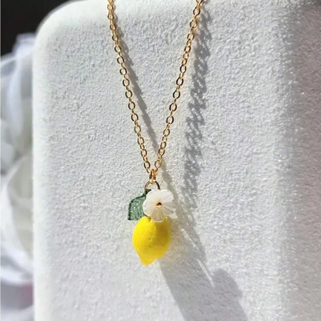 Lemon Pendant Necklace Yellow - Image 3