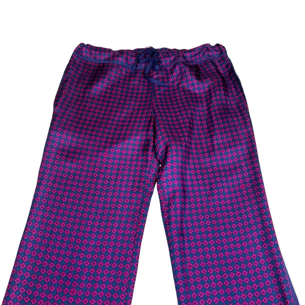 Tory Burch Drawstring Waist 100% Silk Geo Print Pajama Pants - Image 3