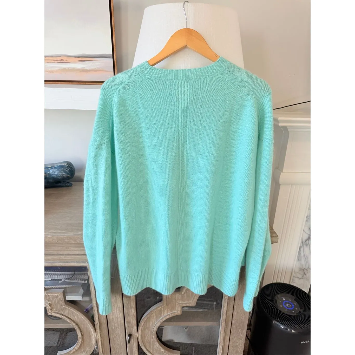 TWP Cashmere Boy Crew in the color Aqua Size Medium Green - Image 5