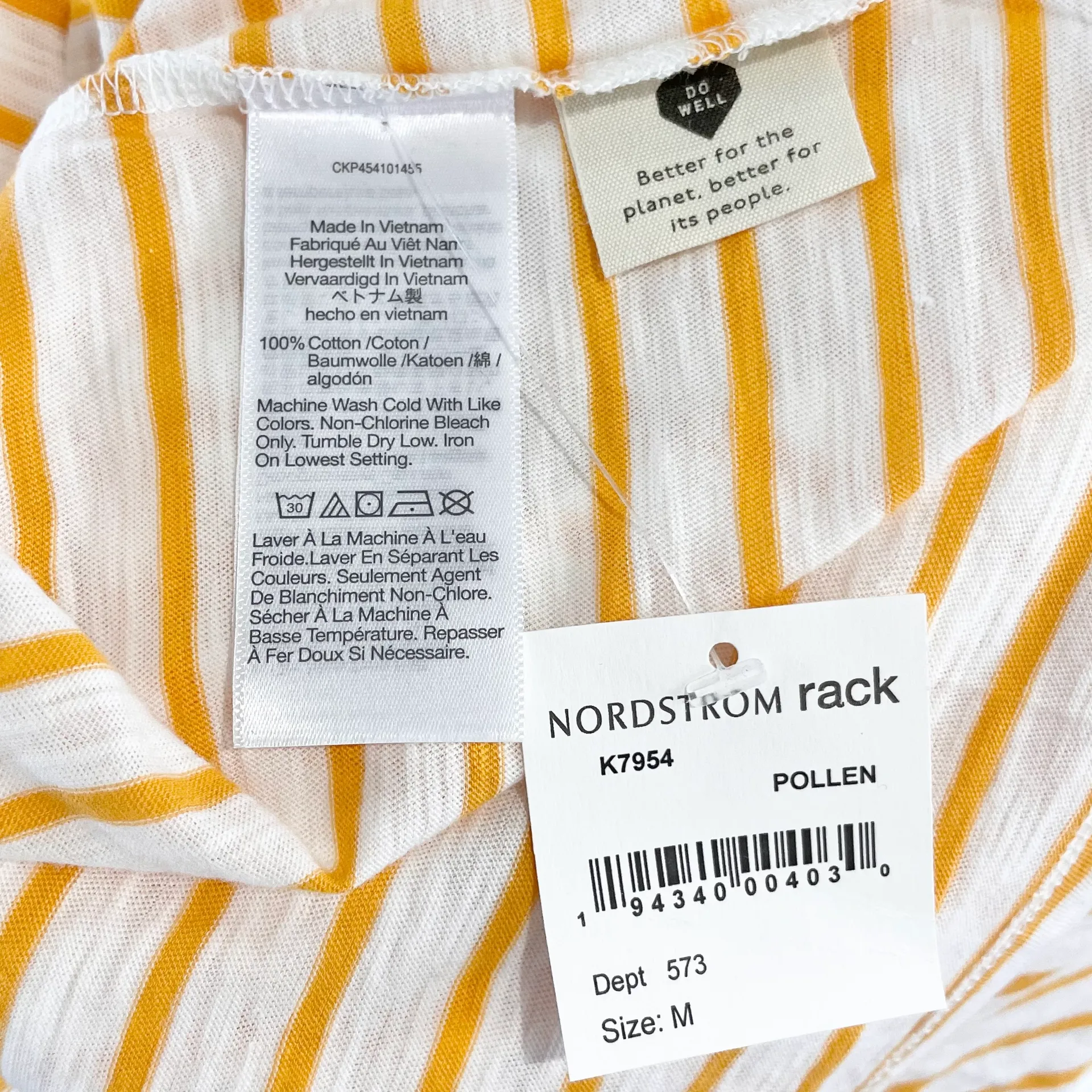 New  Theresa Striped V-Neck Short Sleeve Tee Pollen White - Image 12