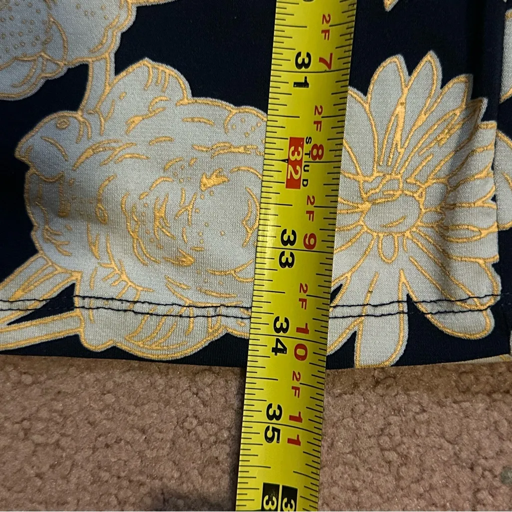 Fond Contemporary Small Ditties Stretchy Floral Flower Dress Lined Zip Up Blue - Image 8