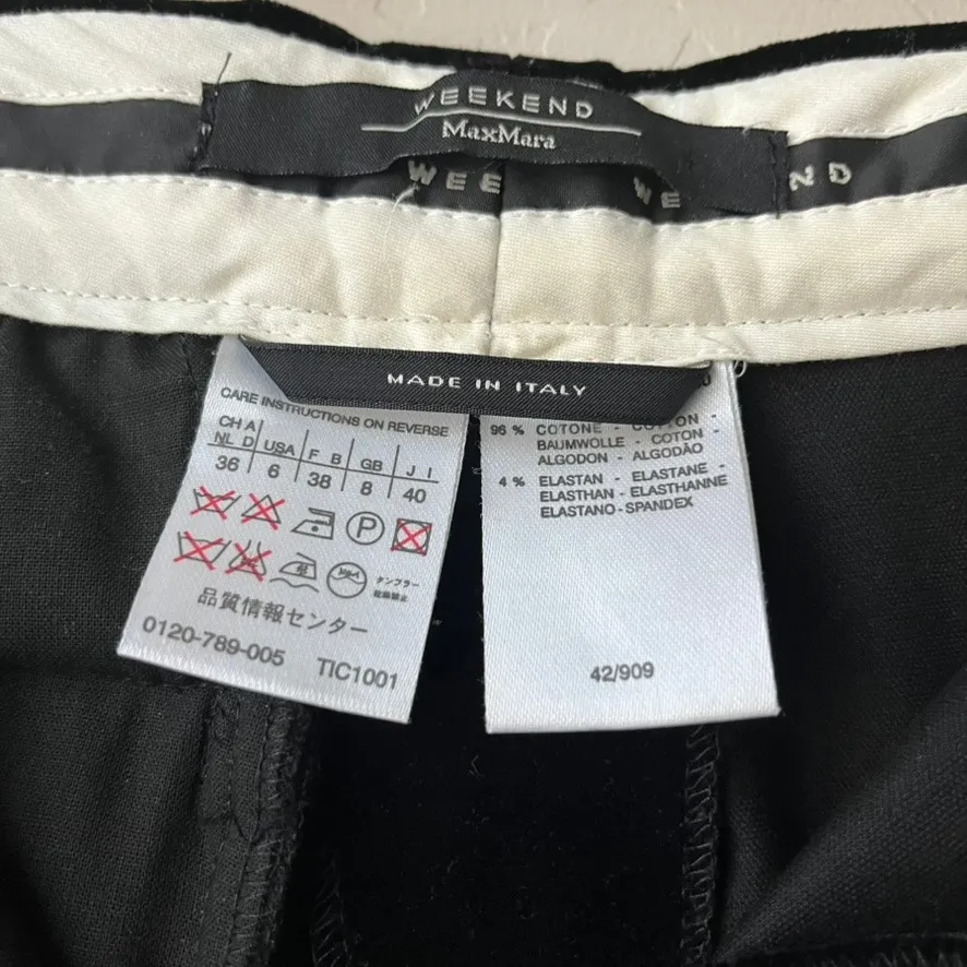 Weekend‎ MaxMara Black Velvet Wide Leg High Waist Trouser Pants Size 6 - Image 8