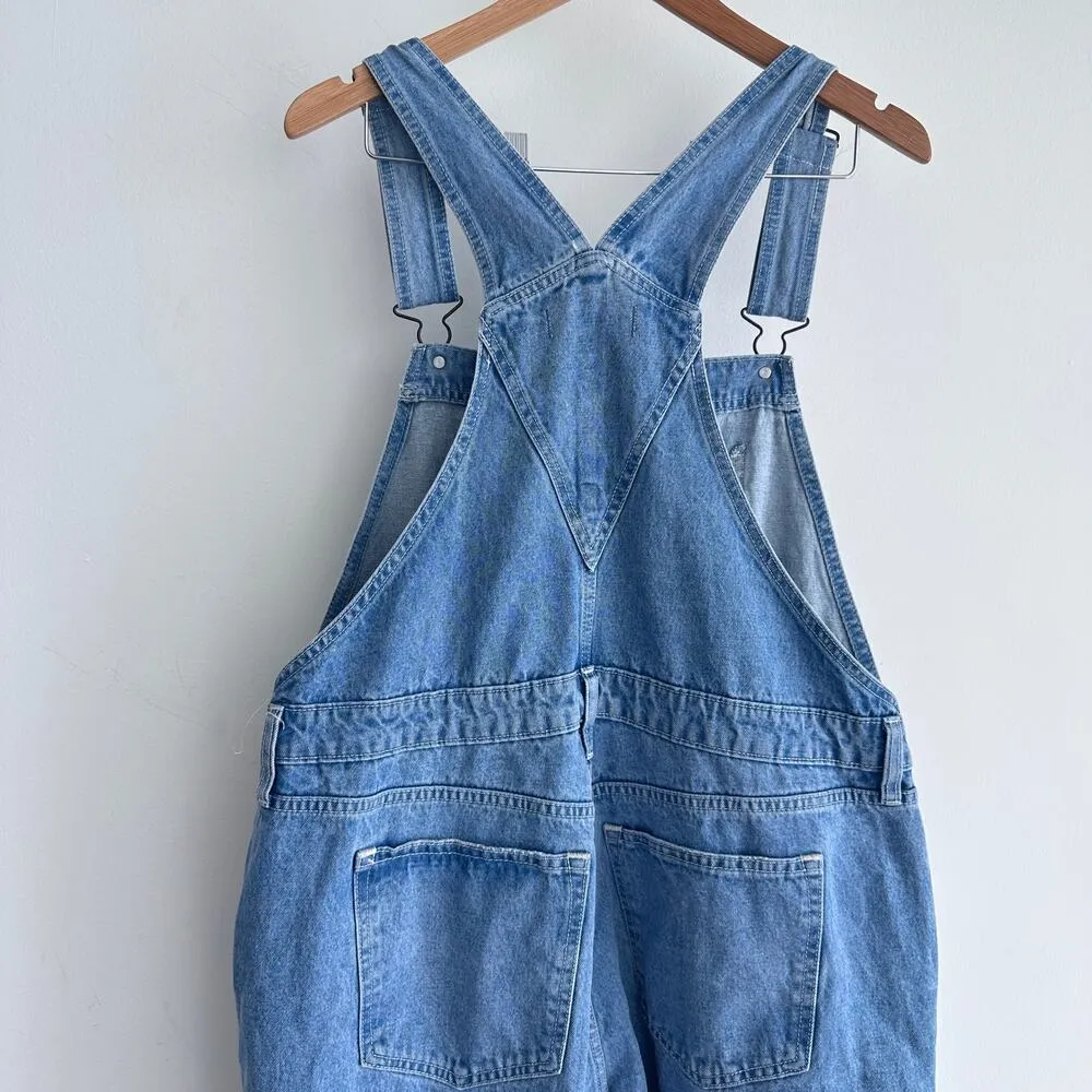 Abercrombie & Fitch Denim Overalls Womens Large Bib Farmer Retro Granola Granny - Image 10
