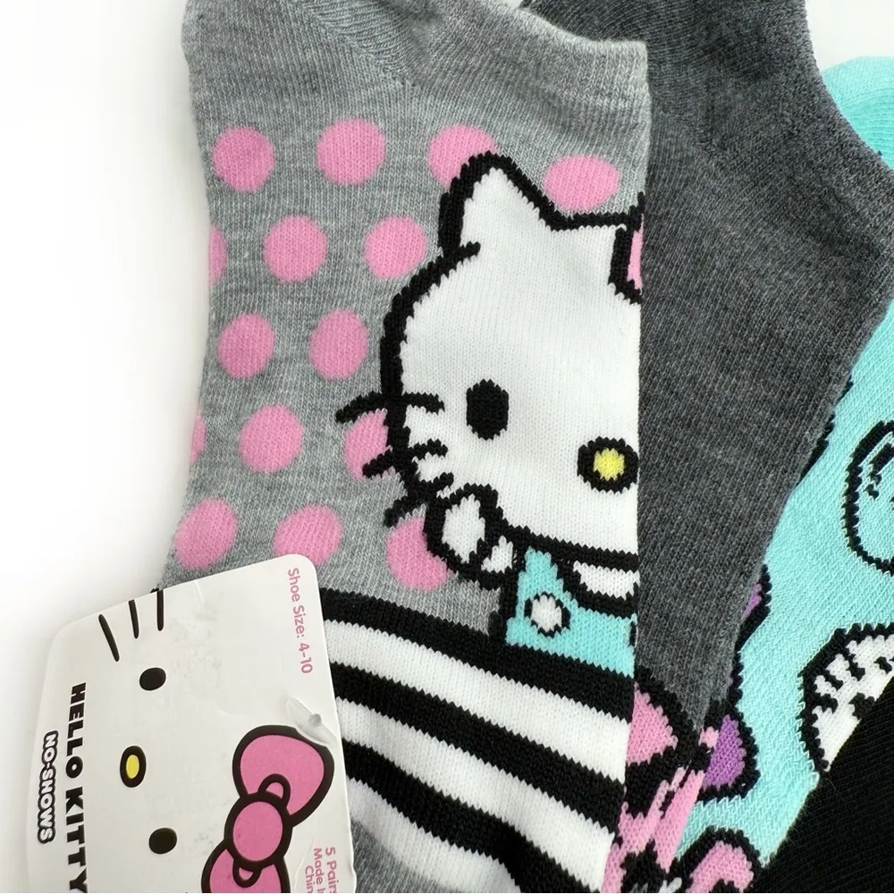 Hello Kitty Womens No Show Socks Sanrio Pink Pastel Fun Cute Gift Bows Polka Dot - Image 3