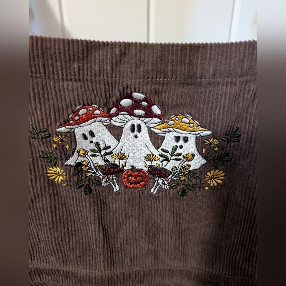 Thorn And Fable Hottopic Ghost Mushroom Corduroy Skirtall Women's Medium Brown - Image 5