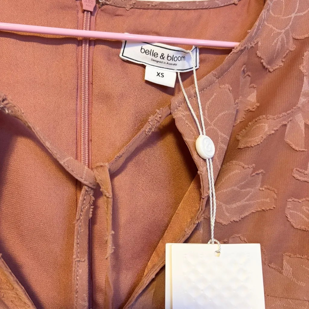 Belle & Bloom Kiss the Stars Puff Long Sleeve Mini Dress Floral Rose Womens XS Pink - Image 7