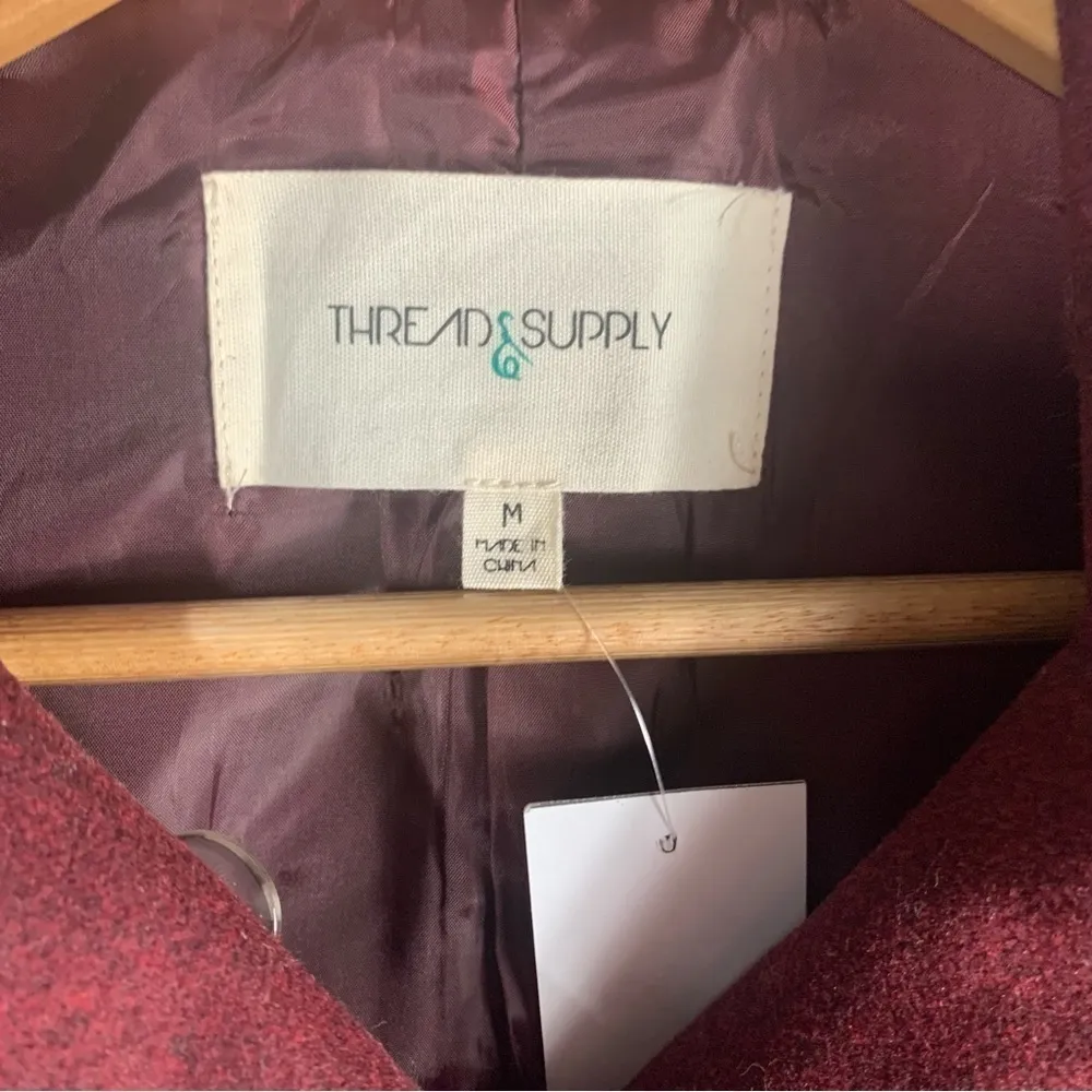 Thread & Supply Double Breasted Oxblood Peacoat Size Medium - Image 8