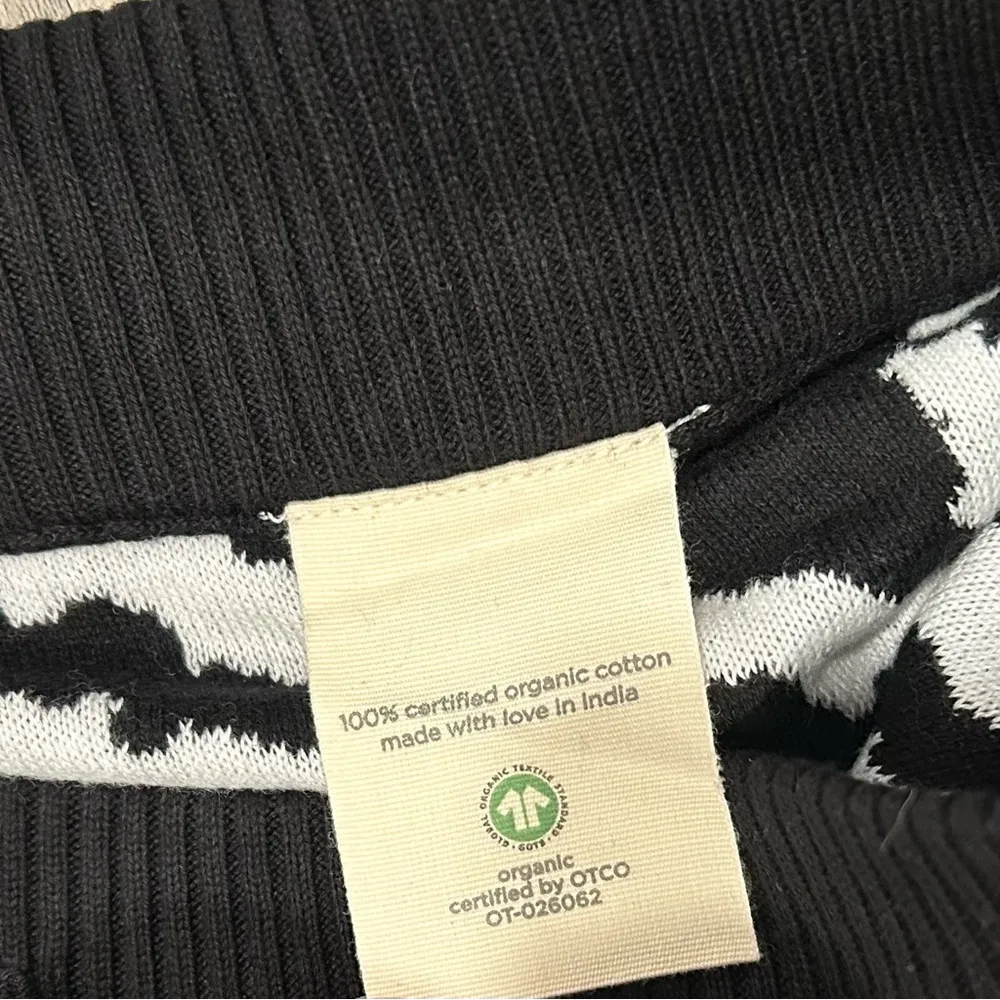 Yes And 100% Organic Cotton Black White Jacquard Joggers Sweat Pants Size M New Size M - Image 6
