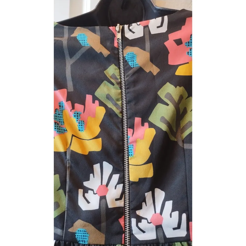 Fossil  Women’s Dress 3/4 Sleeve Trees Birds Boho Mini Black Size S - Image 16