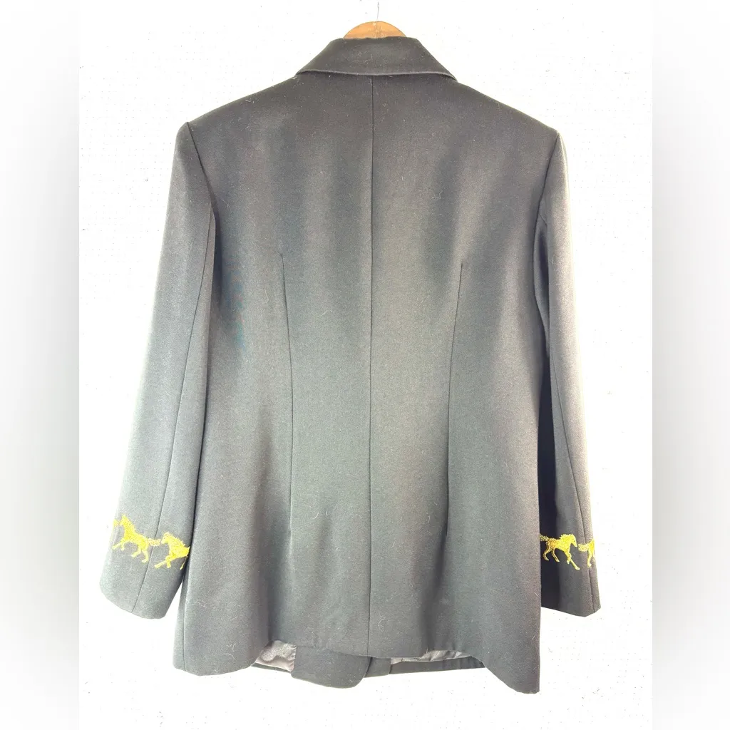 Elegant Equestrian S Women's Show Blazer w Gold Horse Embroidery and Buttons Black - Image 3
