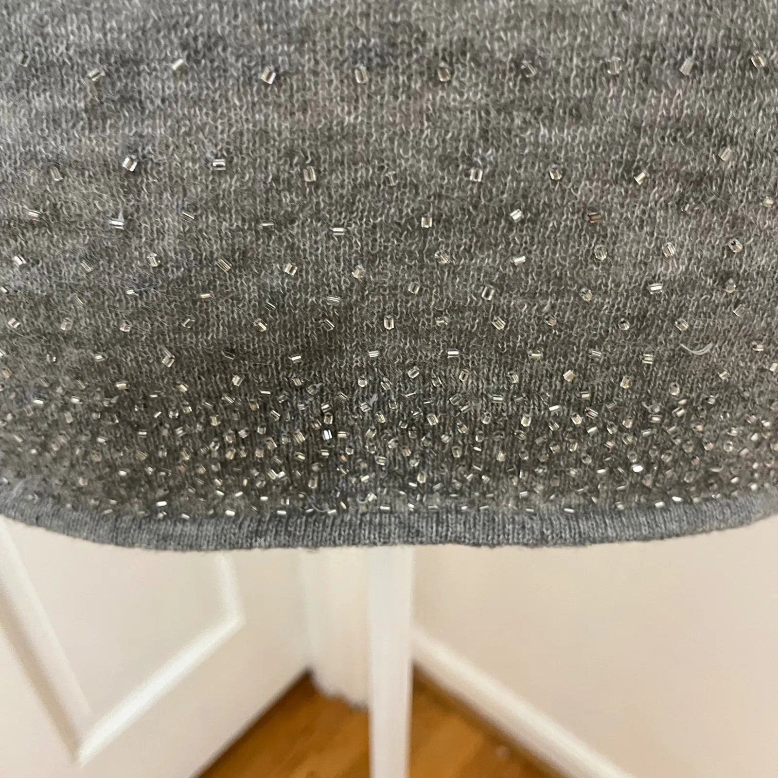 Beaded Y2K Sz L Mohair Wool Blend Halter Sweater Top Evening Quiet Luxury VTG - Image 4