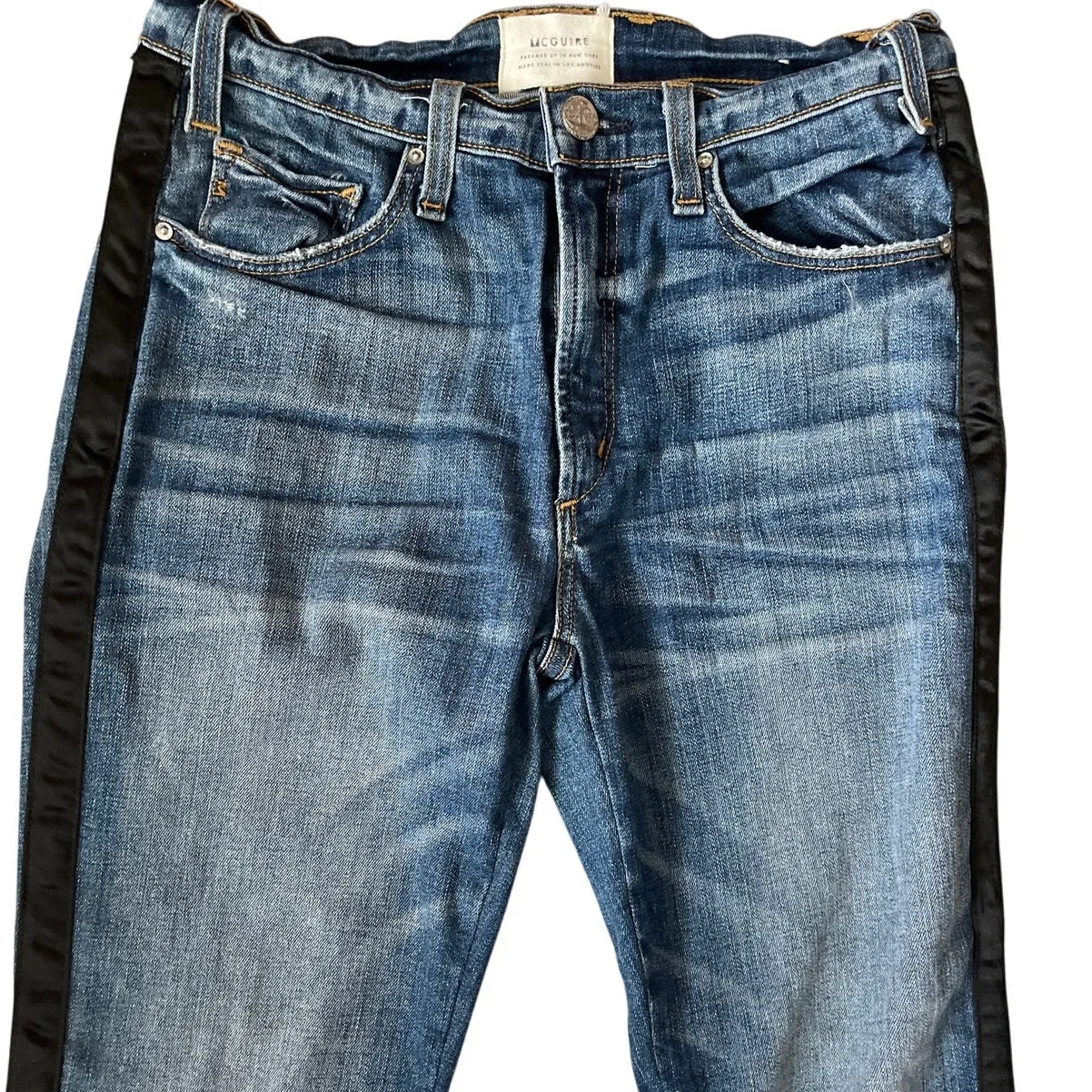 Anthropologie McGuire Denim‎ Vintage Slim Tuxedo Stripe Stretch Jeans Size 27 - Image 10