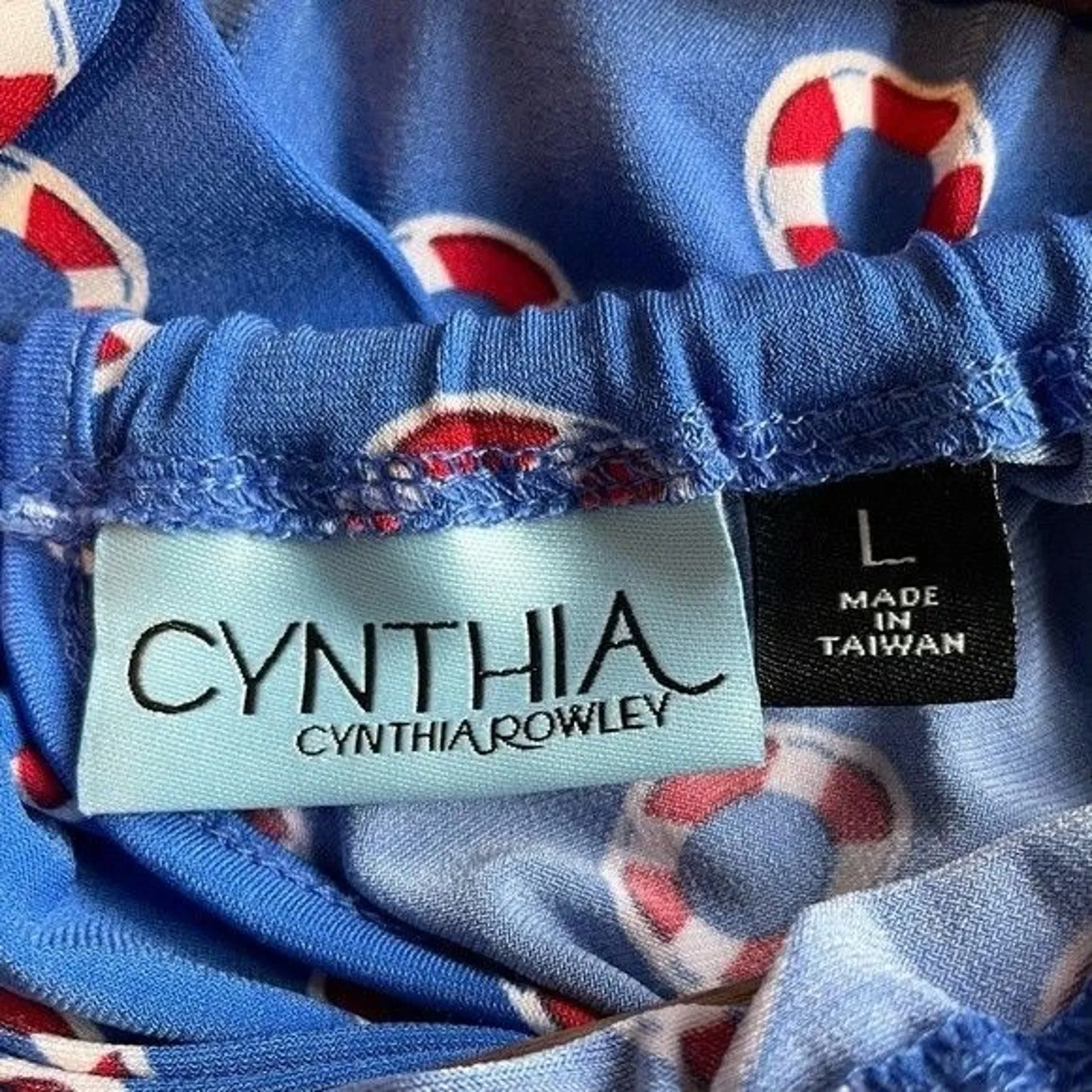 Cynthia Rowley Sleeveless Tank Blue with Nautical Print Size Large - Image 8