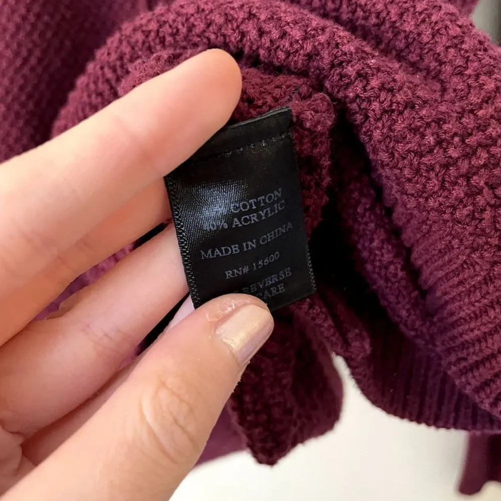 Artesia dark red burgundy long sleeved sweater corset tie back knit top vneck de Size L - Image 5