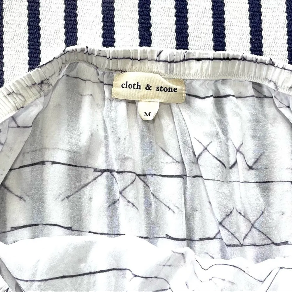 Cloth & Stone Off The Shoulder White Boho Print Cropped Top Small - Image 5