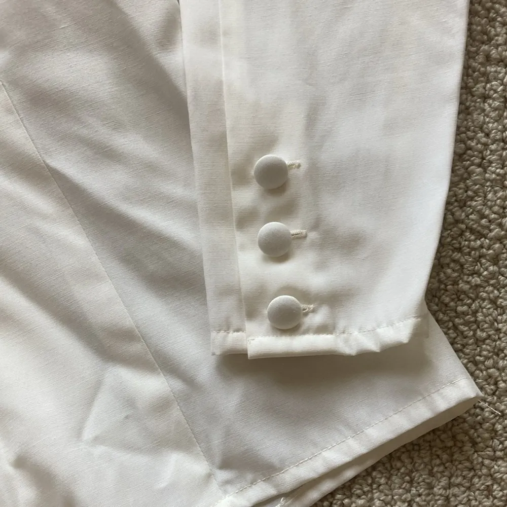 Courtney Rhodes Vintage Chef Style Assymetrical Blouse White Cream Size 6 VEUC - Image 8