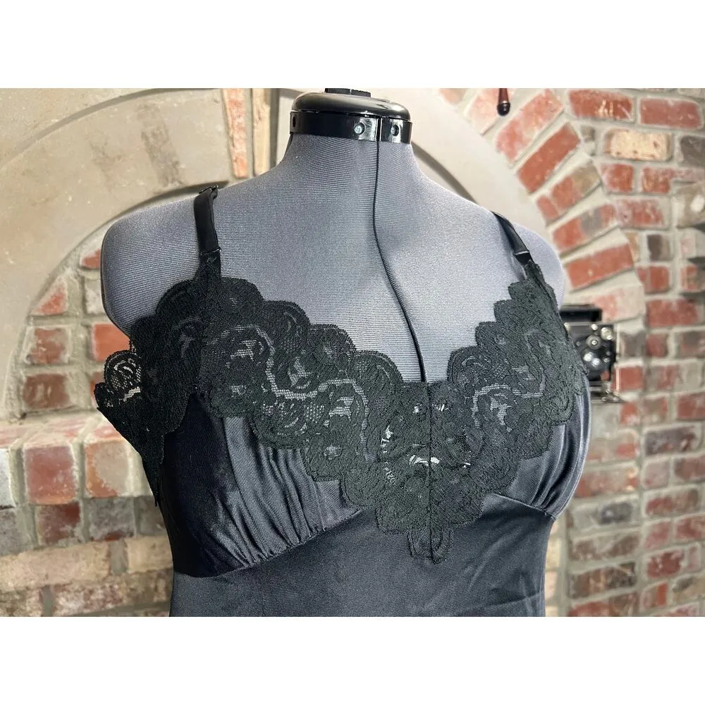 negligee slip Vintage black nightgown Size XL - Image 3