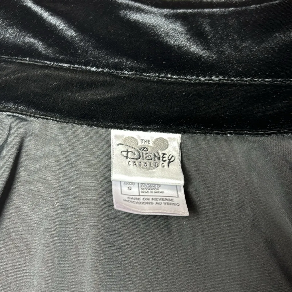 The Disney Store Black Velvet Mickey Mouse Floral Vine Button Up Shirt‎ Size S - Image 7
