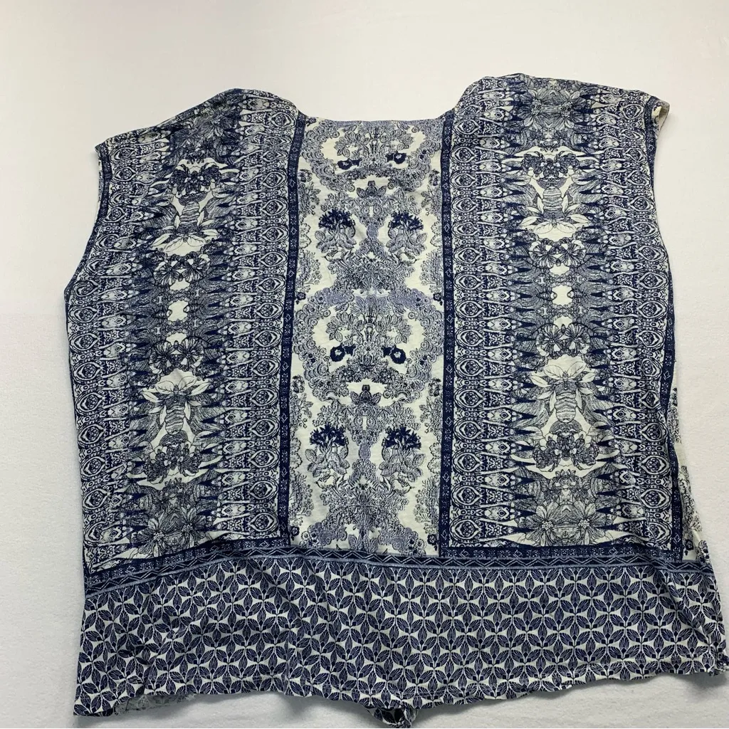 Lucky Brand Blue Sleeveless Tie Front Blouse - Image 10