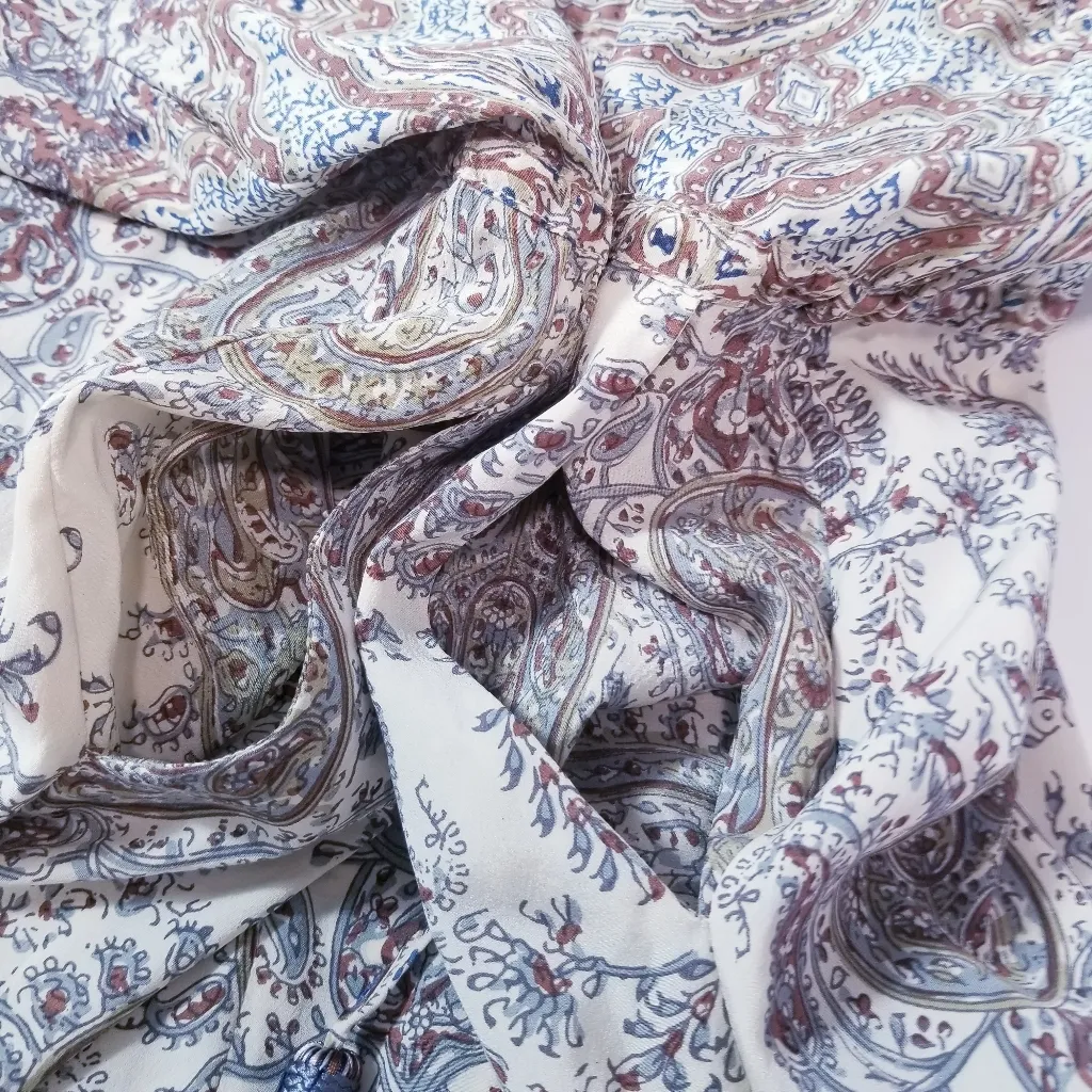 CALYPSO St. Bart Women's Paisley Tasseled Jumpsuit Silk Blend Sleeveless - Image 9