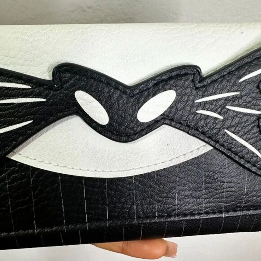 Women's Fold over Wallet Rectangle Nightmare Before Christmas‎ Jacks Bat Bowtie Black - Image 3