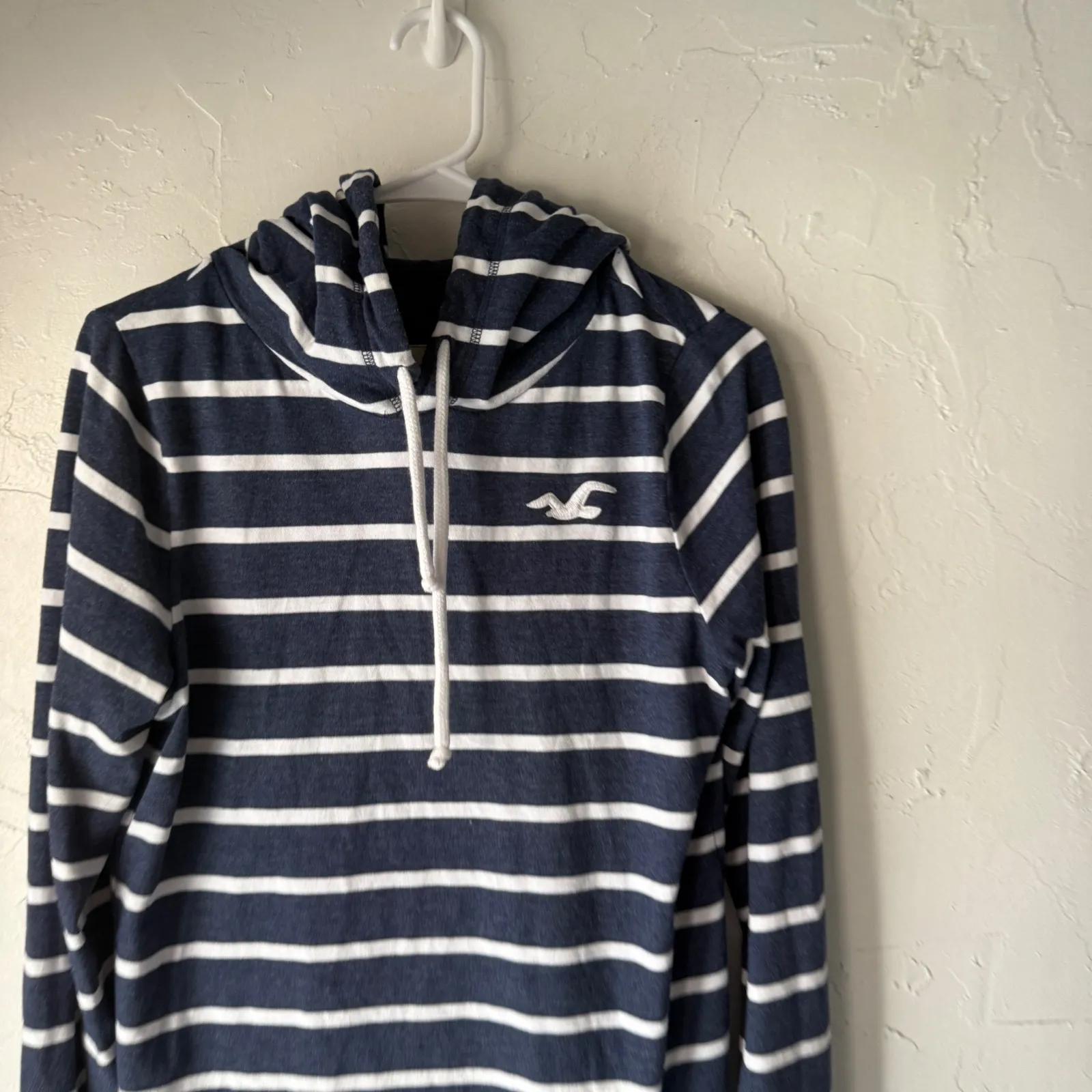 Hollister Striped Hoodie Long Sleeve Lightweight Pullover Women's Small Preppy - Image 2