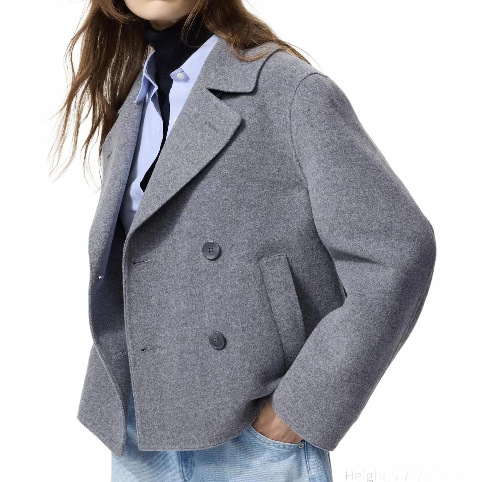 Uniqlo Double Face Short Coat NWT Gray XXL - Image 2