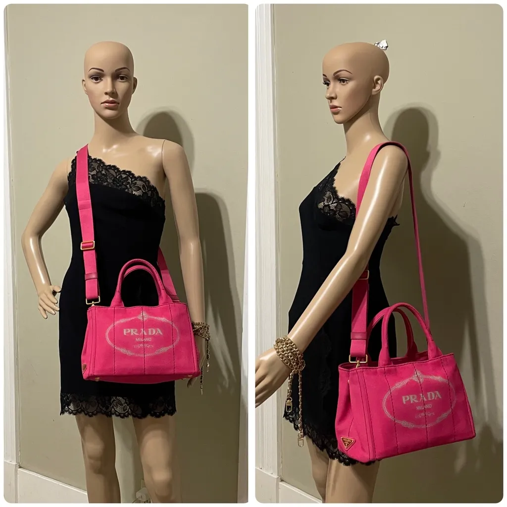 Prada  Pink Canapa  Small Bag - Image 3