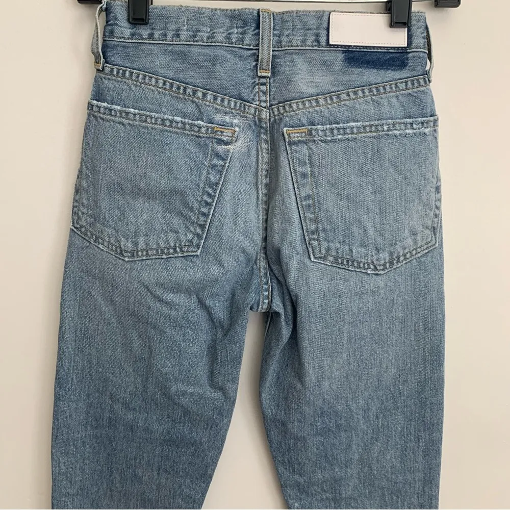 EUC Re/Done Originals High Rise Ankle Crop Light Repair Distressed Jeans Size 23 - Image 12