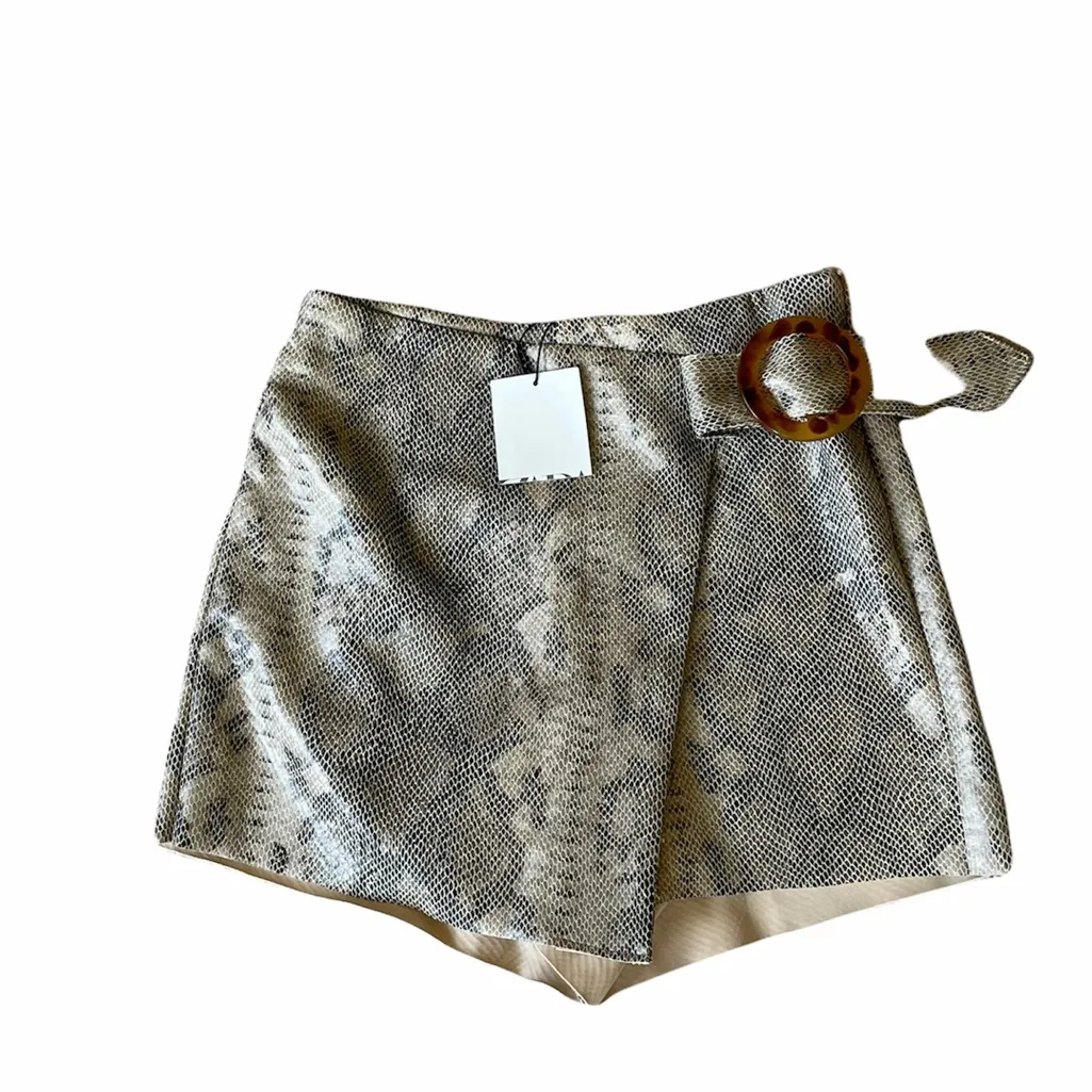 NWT Zara Snake Print Faux Leather SnakePrint Skort - Image 9