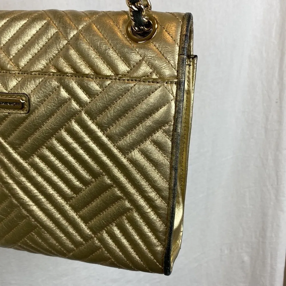 Rebecca Minkoff Gold Quilted Chain Shoulder Handbag - Image 10