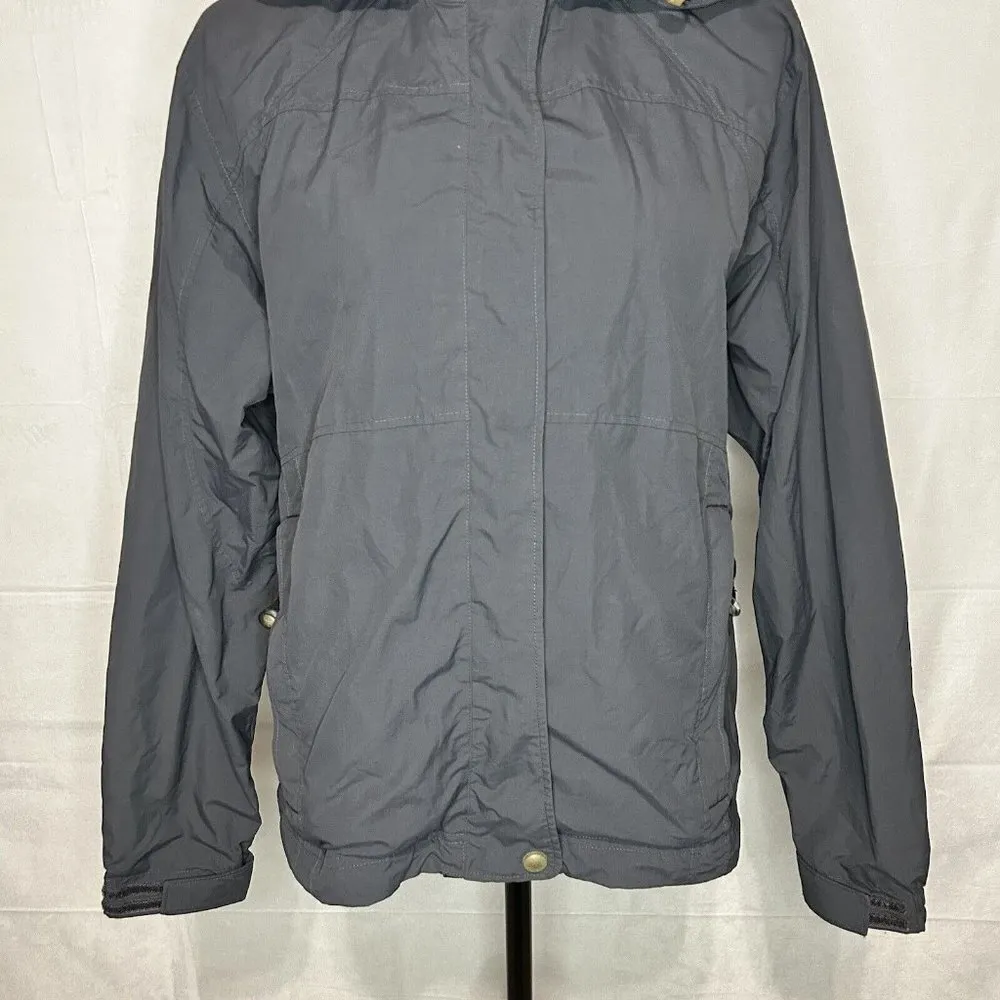 LL Bean Jacket Womens Medium Gray Hooded Jacket Windbreaker Nylon Vintage - Image 3