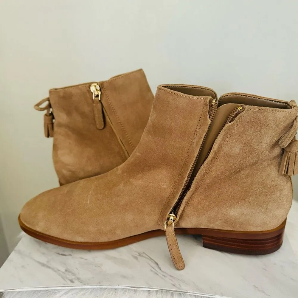 KATE SPADE Sadie Side Zip Tasseled Ankle Suede Boots,‎  Almond, Size 9.5, NWOB - Image 16
