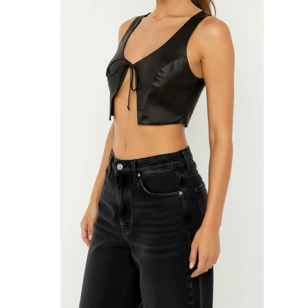 ARE YOU AM I Kih Silk Satin Vest, Black, Medium Black - Image 2