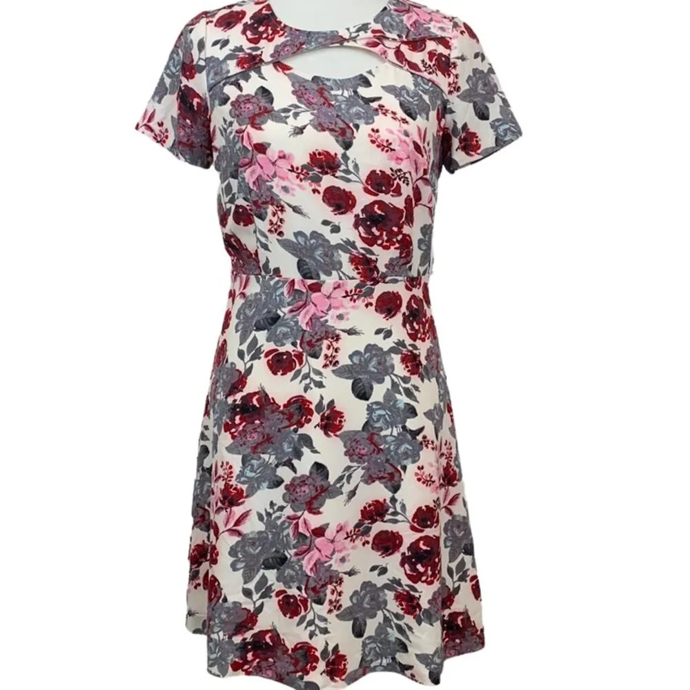 Kensie NEW Women's A Line Short Sleeves Dress Pink Gray Floral NWT Size Small S - Image 11