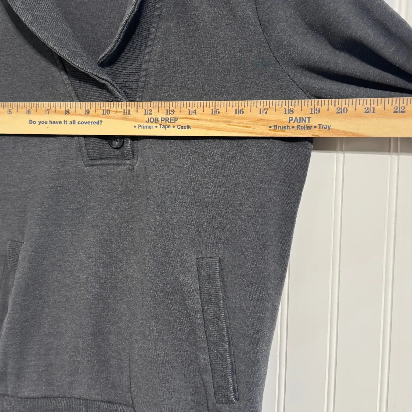 Banana Republic Medium Gray Cotton Blend Shawl Collar Pullover Quiet Luxury - Image 4