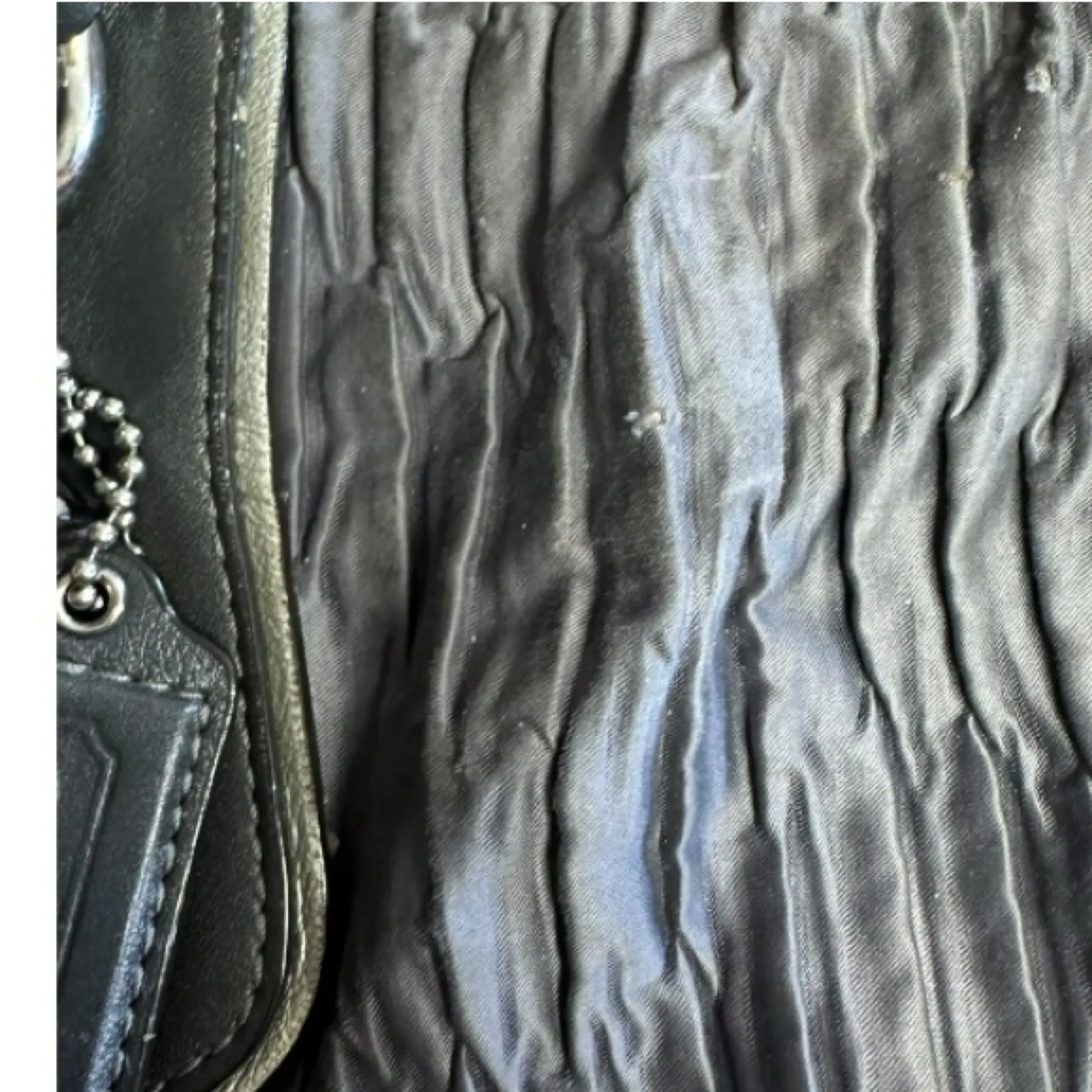 COACH • Ashley Gathered Sateen/Leather Grey Satchel Bag Purse • F20084 - Image 9