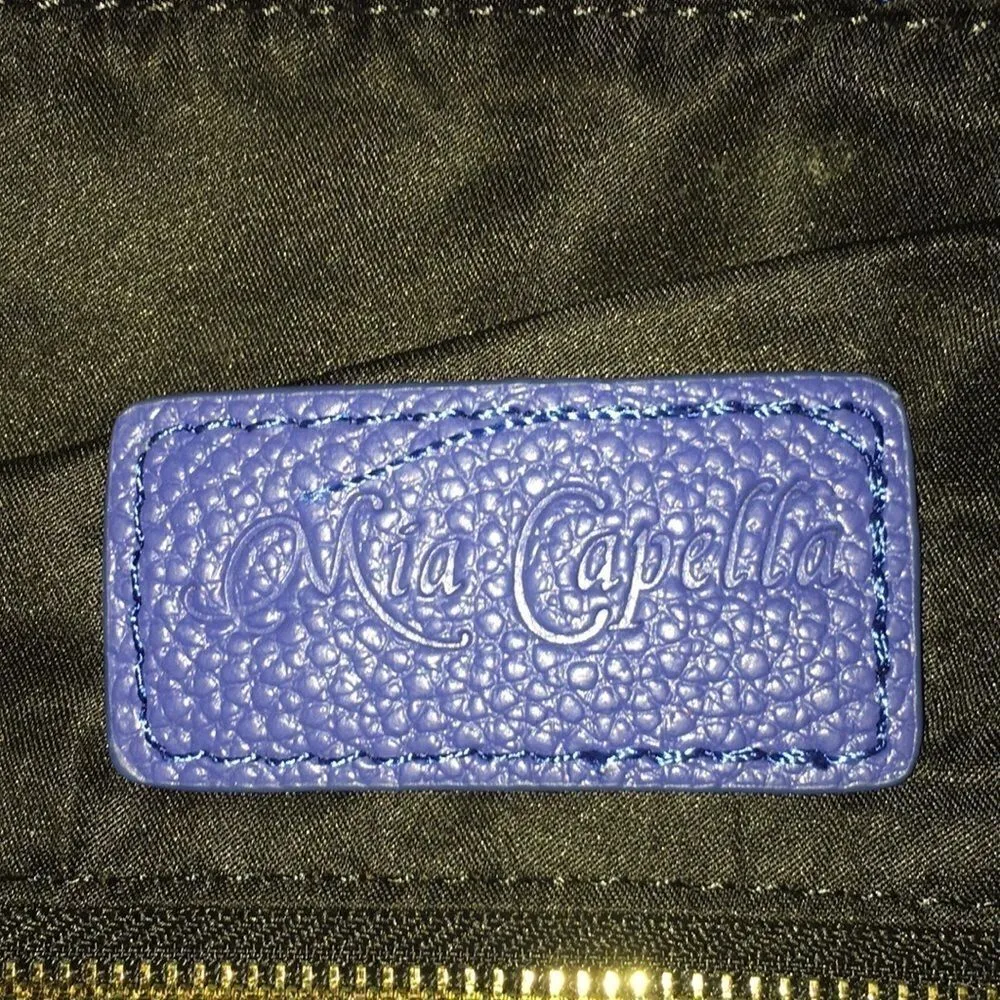 NWT Mia Capella Lucia Slouch Leather Shoulder Bag Blue - Image 4