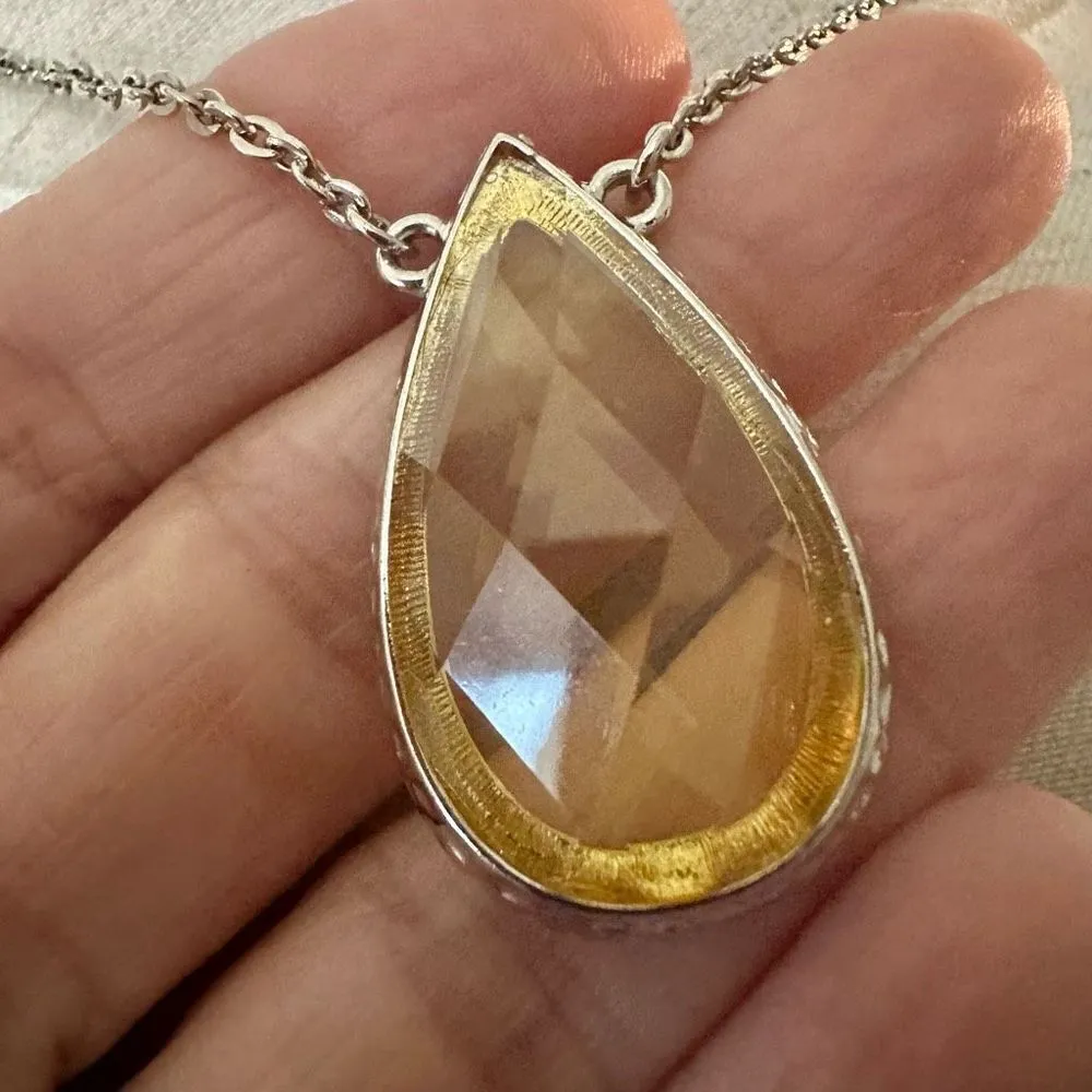 Marlyn Schiff yellow teardrop pendant necklace Silver - Image 2