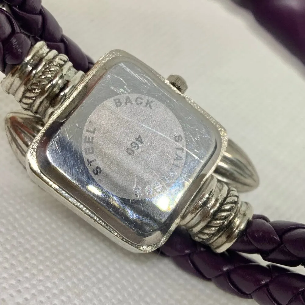 Uss women watch quartz analog 24mm silver purple tone Bracelet Snake running - Image 7