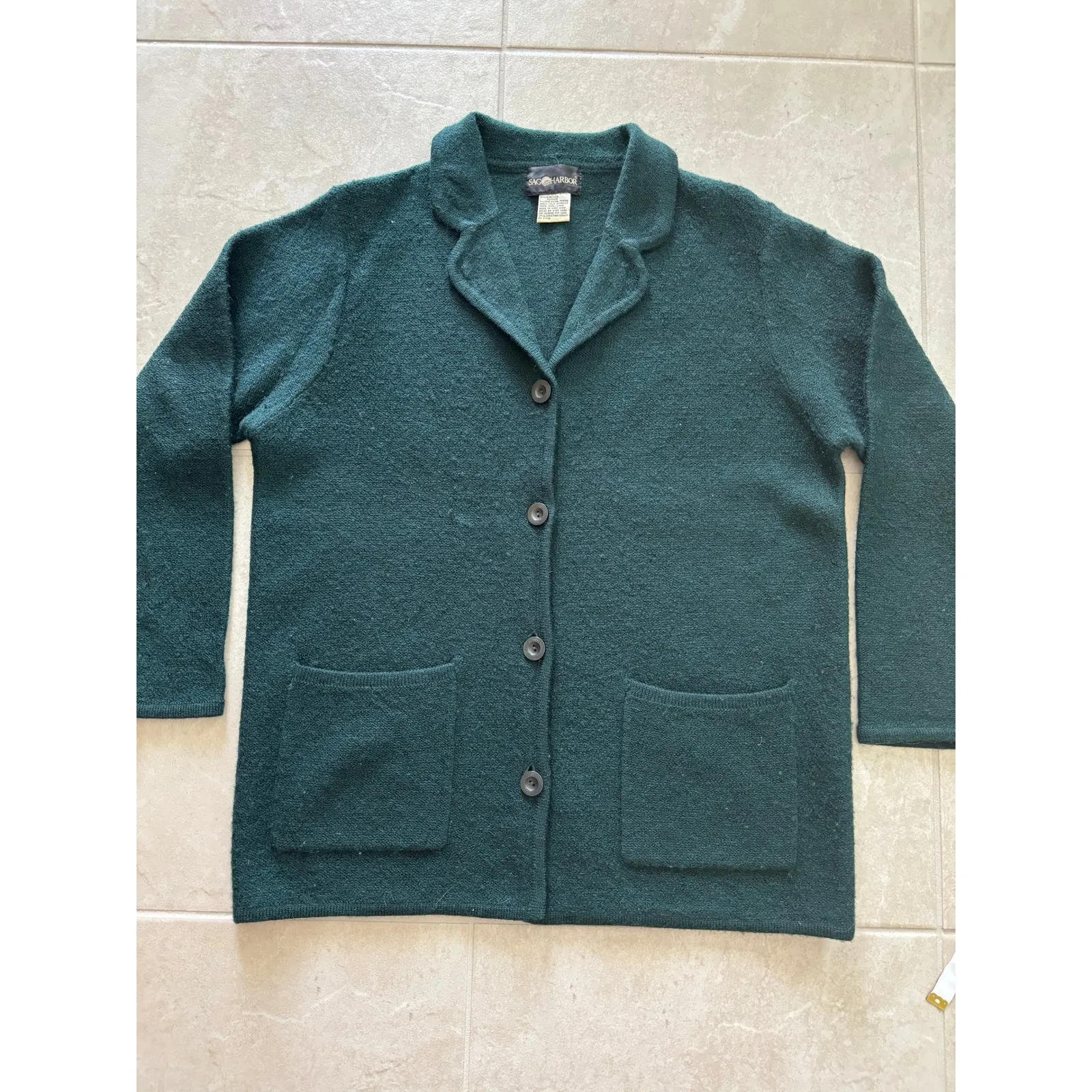 Sag Harbor Blazer Jacket Womens XL Kelly Green Wool‎ Vintage Prairie Cottage VTG - Image 3