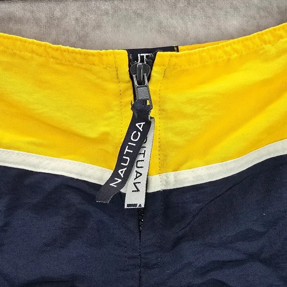 Nautica Blue Yellow Zipper Swimwear Board Shorts Bottoms Pants‎ Small - Image 4
