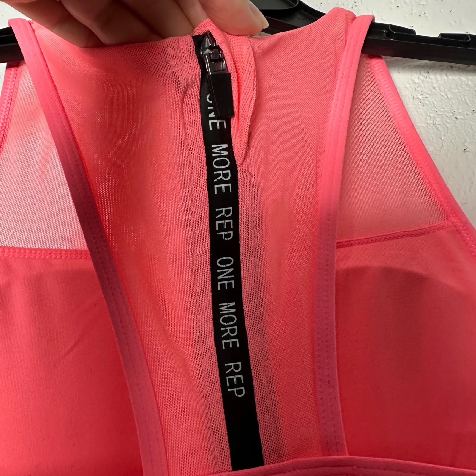 Zyia Active Neon Pink Mesh Racerback Sports Bra High Neck Zip Back Size L Size L - Image 3