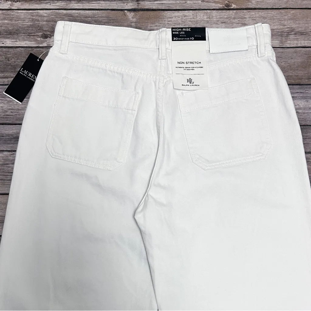 Lauren Ralph Lauren Wide High Rise Wide Leg Patch Pockets Jeans 10 New 32 Inseam - Image 5