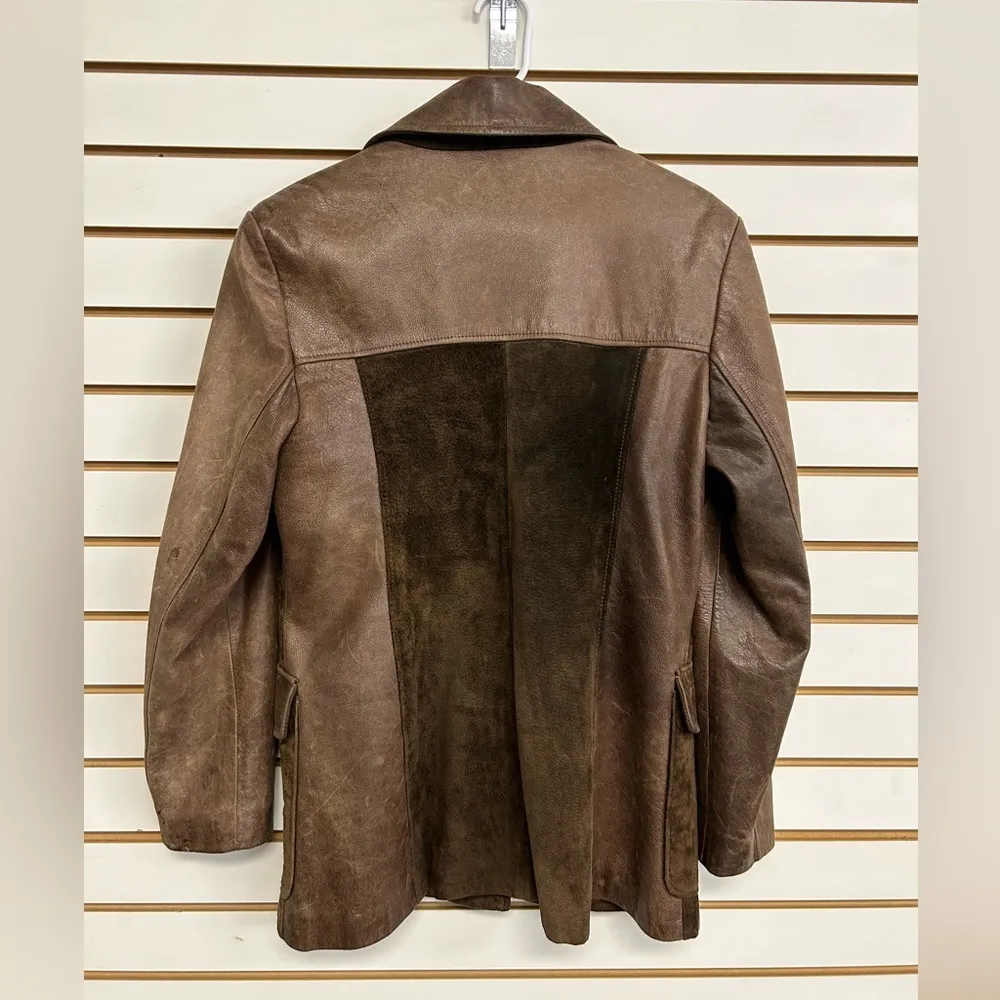 WINLIT 100% Leather & Suede Jacket Brown Lined EUC Rugged Size M - Image 6