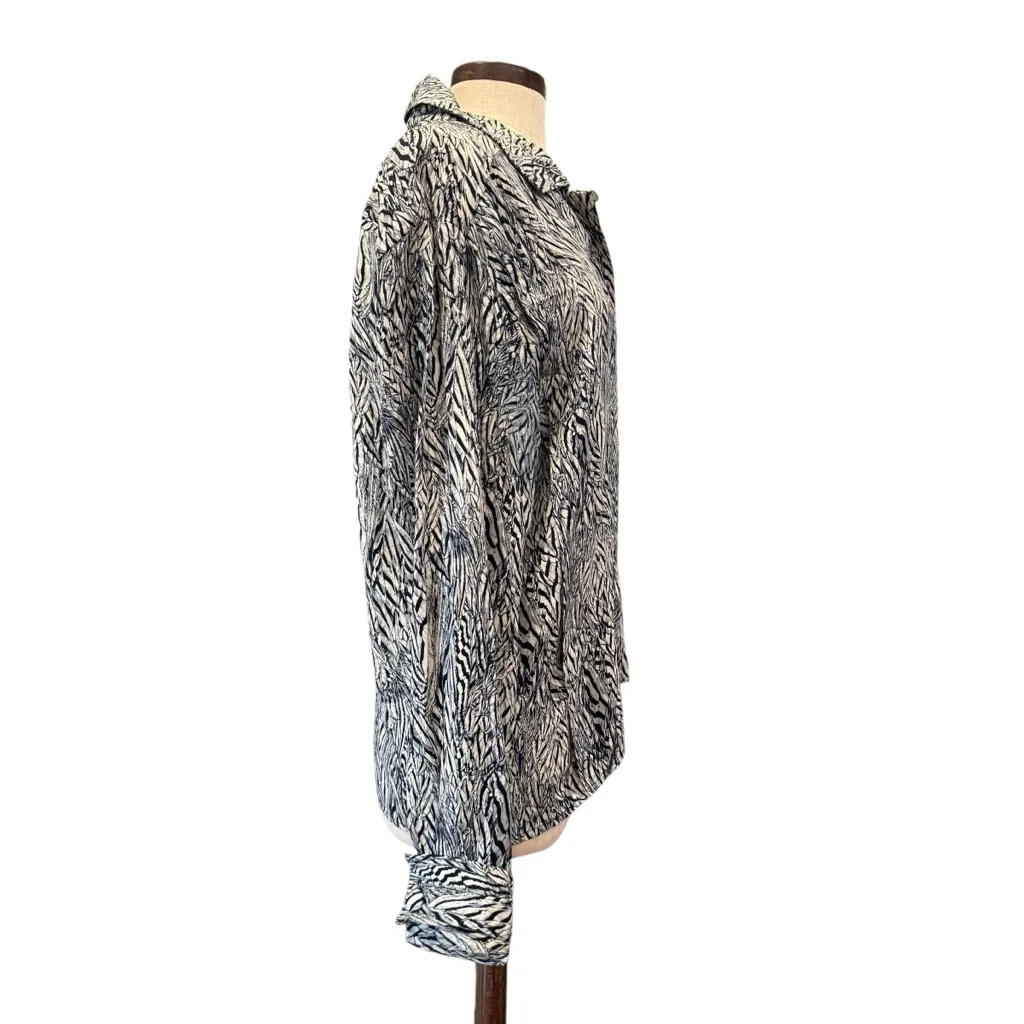 Vintage Neiman Marcus zebra print button down blouse - Image 14