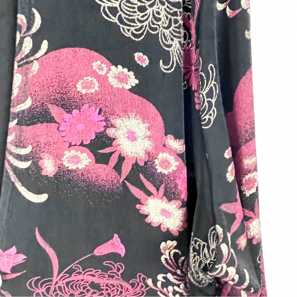 MIRASOL Black Floral Long Sleeves Single Button Slinky Y2K Cardigan Size Large - Image 4