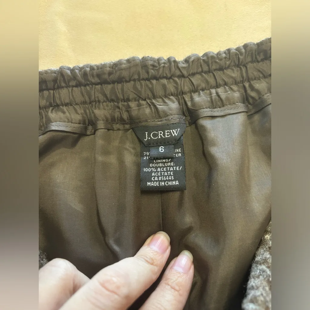 J Crew Wool Blend Skirt‎ Brown Herringbone Pull On Pockets Lined Sz 6 - Image 8