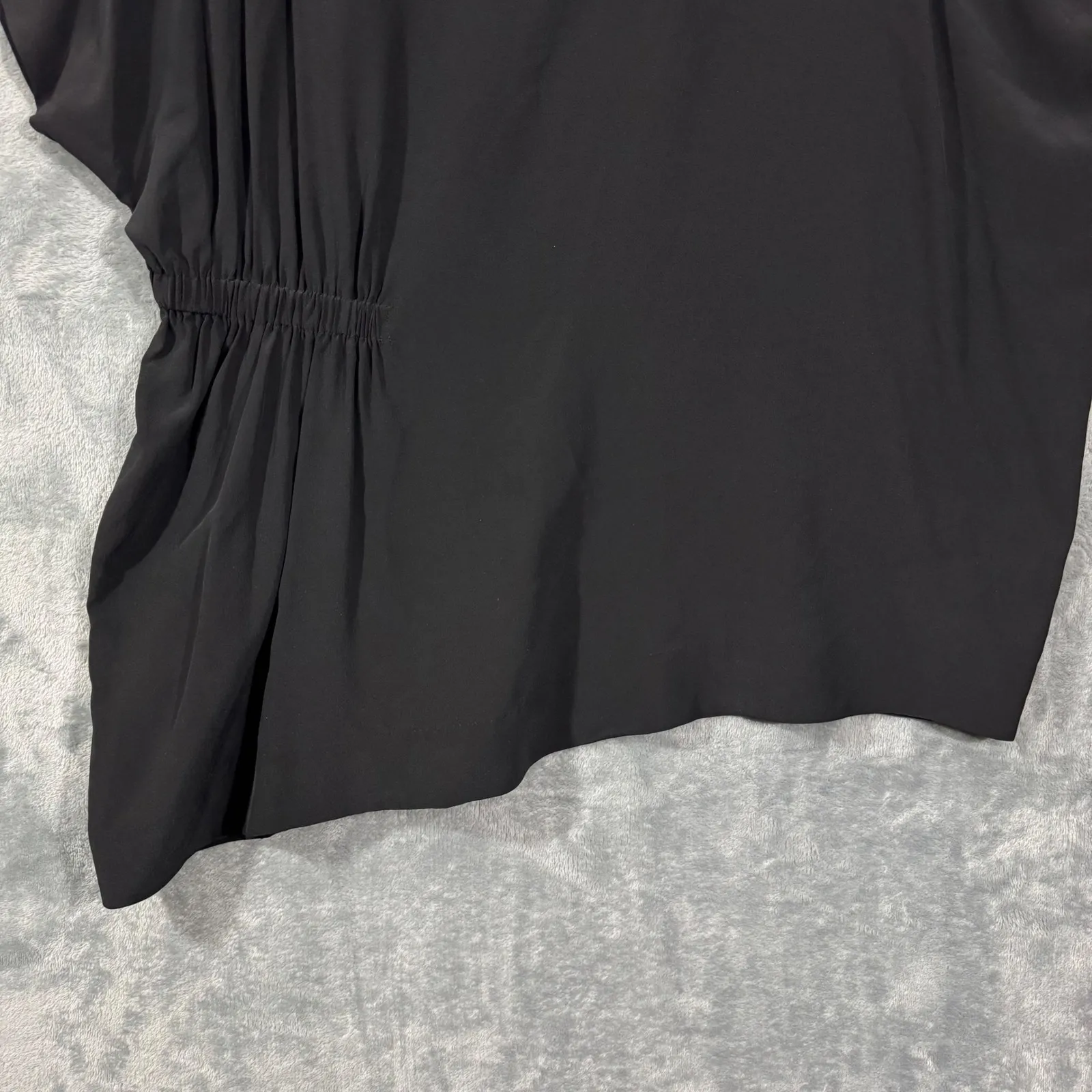 COS Boat Neck Ruched Side Black Silk Top Size 2 - Image 4